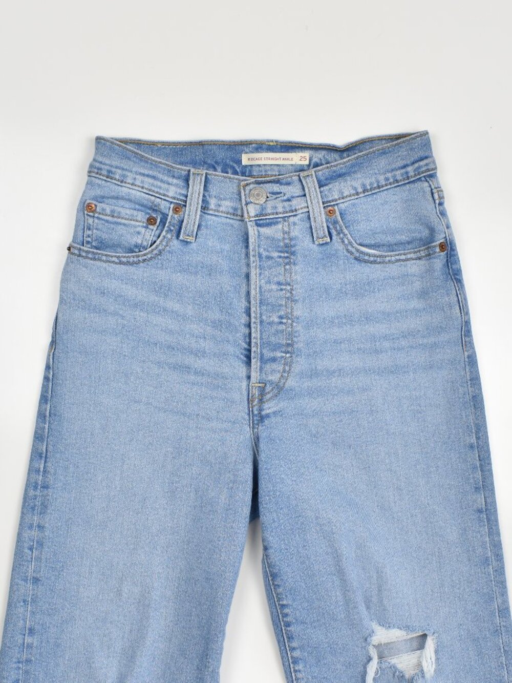 Levi's Ribcage Straight Ankle Distressed Jeans - 25 - Picture 4 of 7